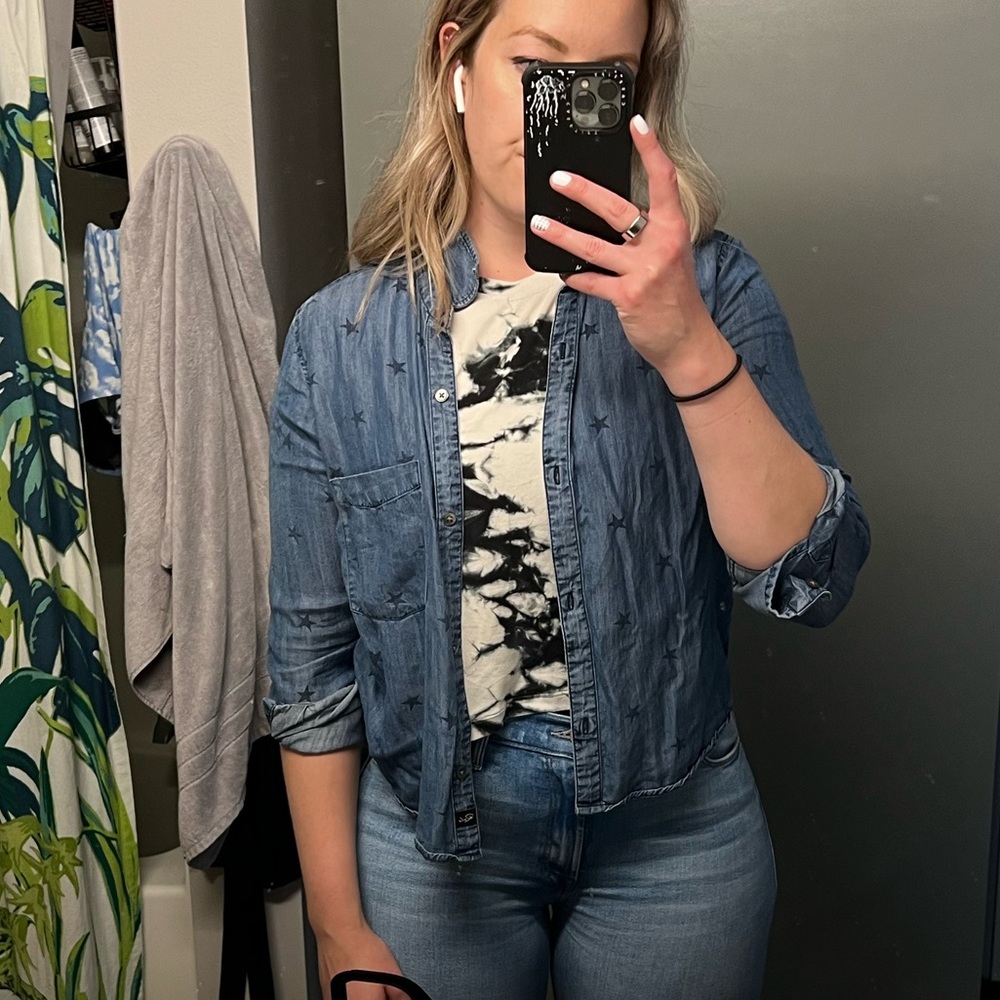 Rails Star Print Chambray Blouse - image 6